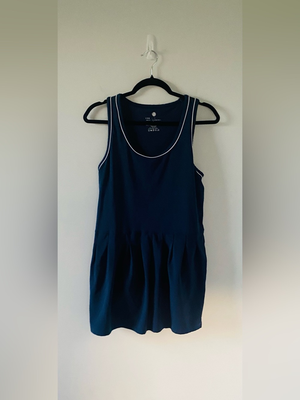 Yogalicious Nudetech Set & Swing Tennis Dress Navy Pleated Athletic Dress L EUC